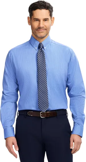 IZOD Men's Dress Shirt Classic Fit Pinpoint Oxford Long Sleeve All Over Stretch Button Down Collar