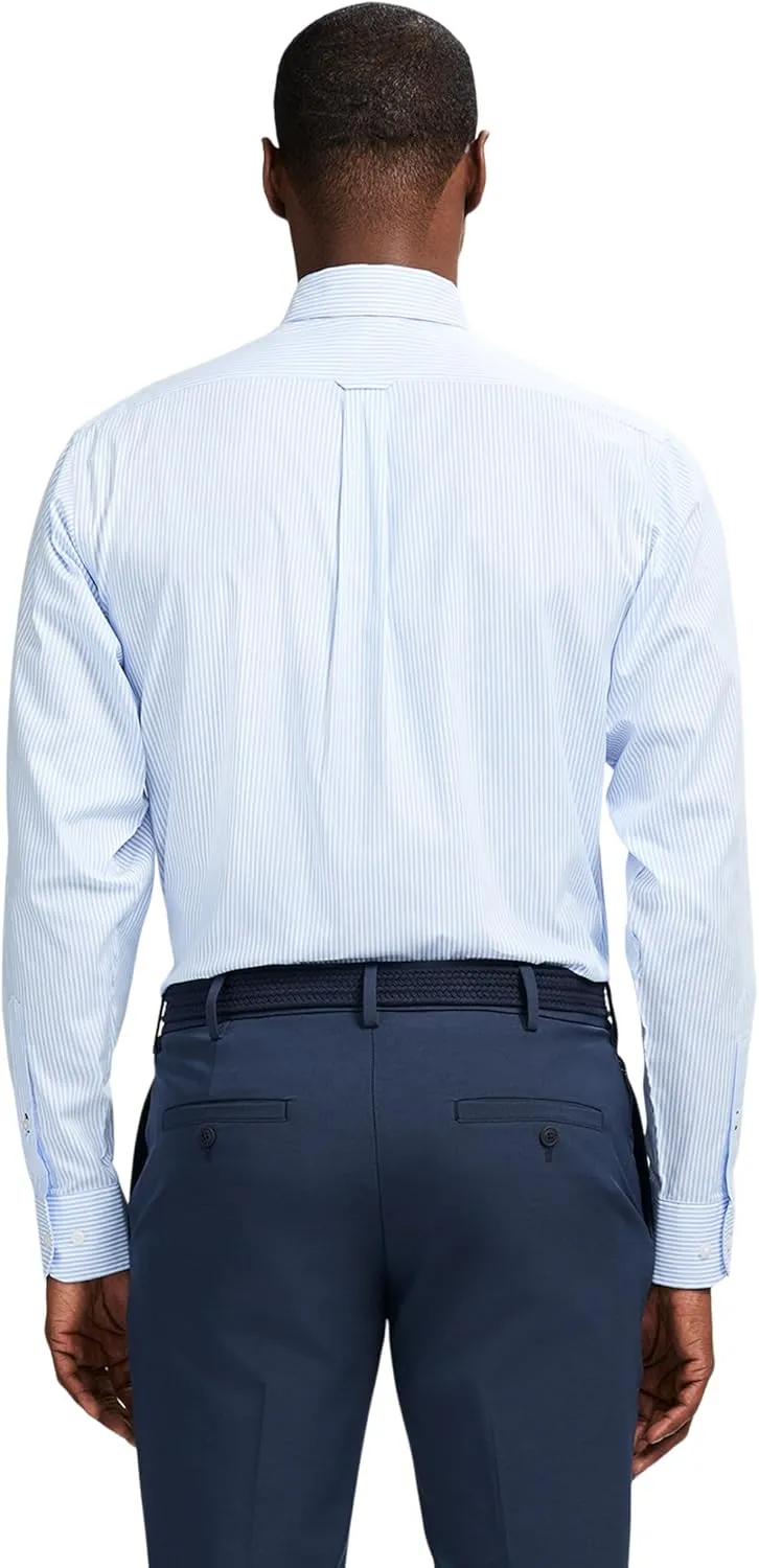IZOD Men's Dress Shirt Classic Fit Pinpoint Oxford Long Sleeve All Over Stretch Button Down Collar