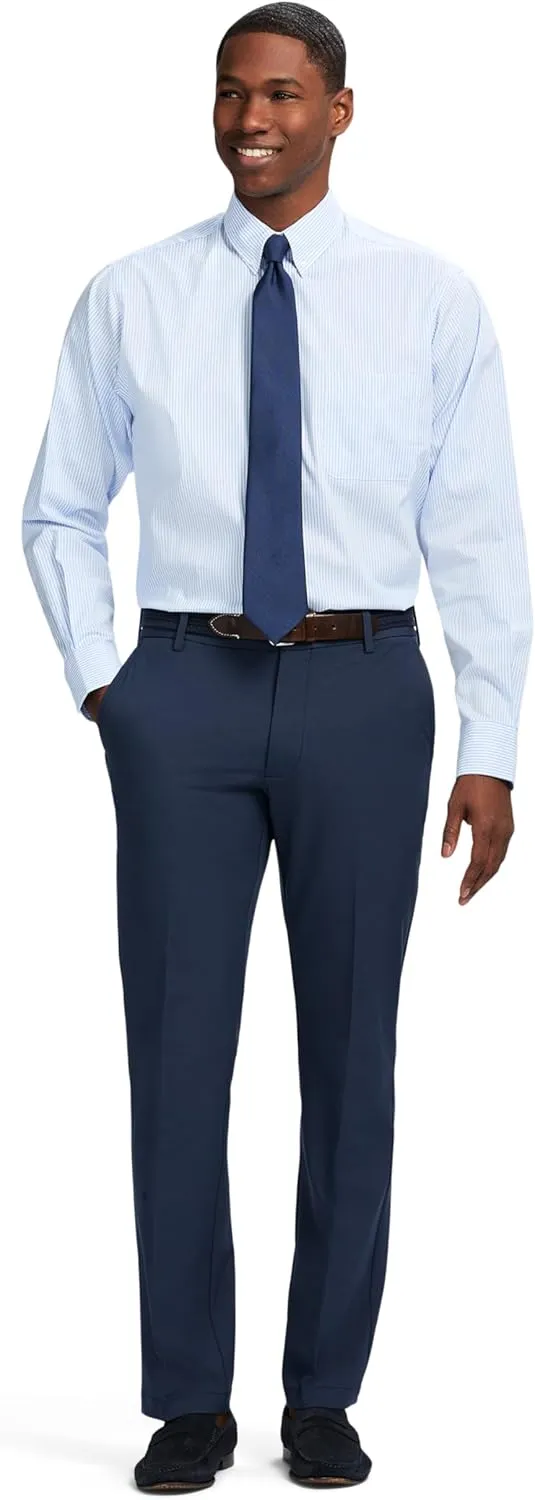 IZOD Men's Dress Shirt Classic Fit Pinpoint Oxford Long Sleeve All Over Stretch Button Down Collar