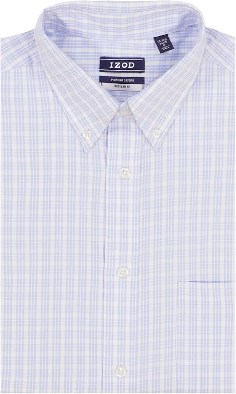 IZOD Men's Dress Shirt Classic Fit Pinpoint Oxford Long Sleeve All Over Stretch Button Down Collar