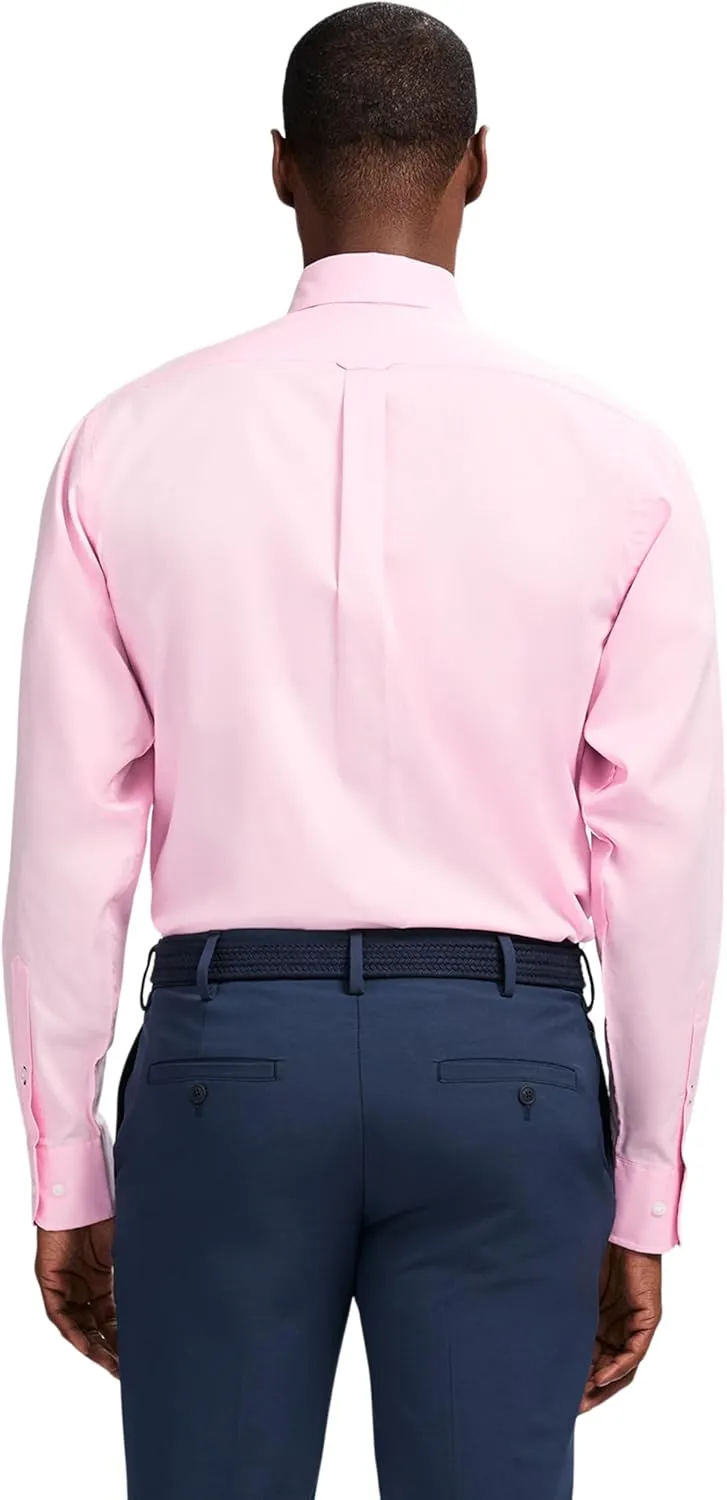 IZOD Men's Dress Shirt Classic Fit Pinpoint Oxford Long Sleeve All Over Stretch Button Down Collar