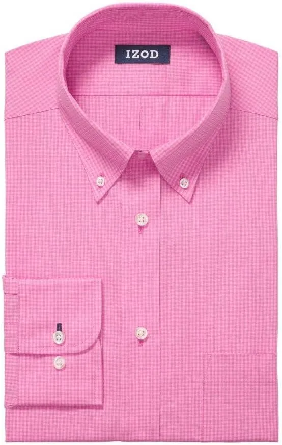 IZOD Men's Dress Shirt Regular Fit Stretch Check