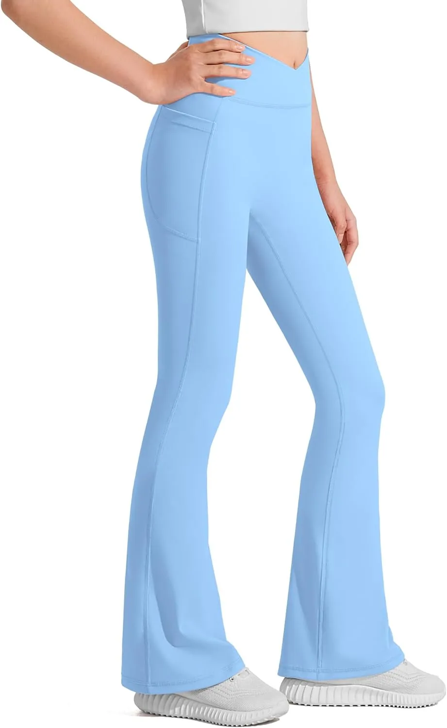 JOCMIC Girls Flare Leggings Kids Bell Bottom Cross High Waisted Dance Yoga Flared Pants