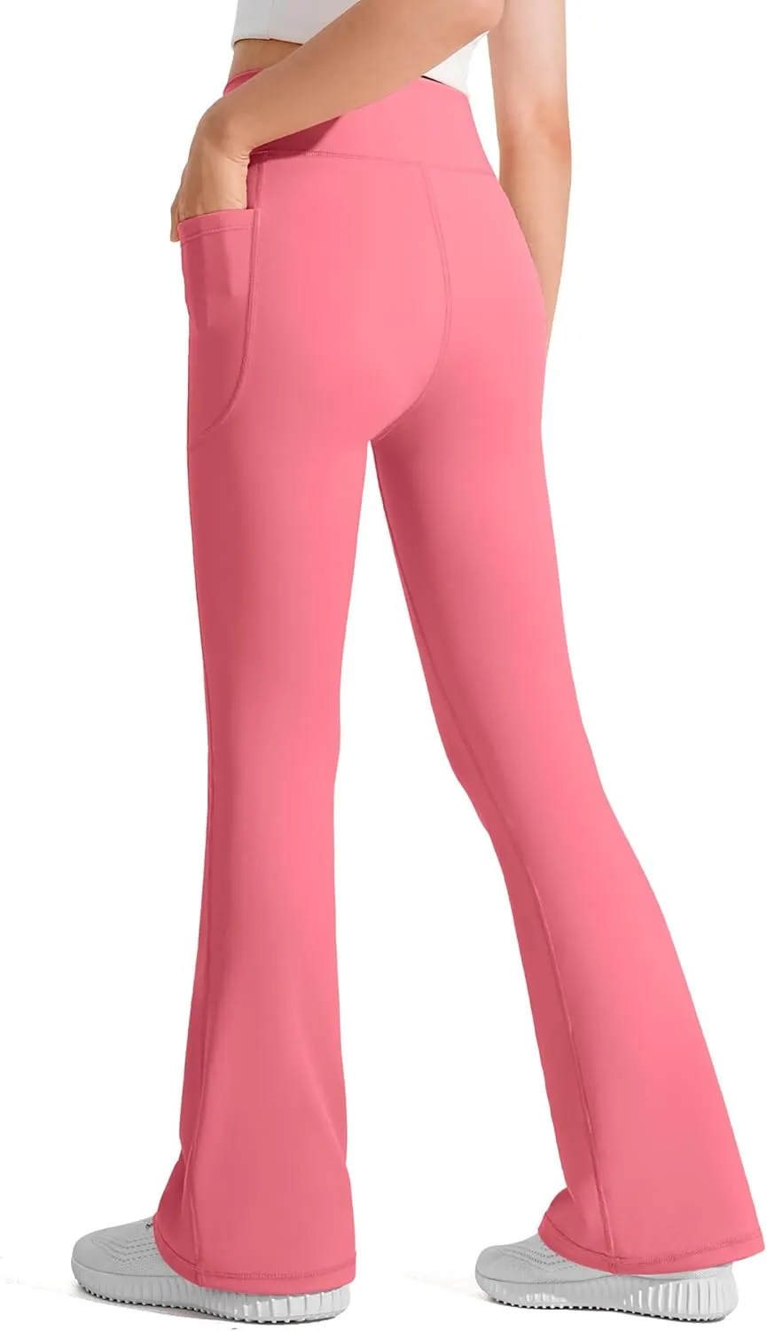 JOCMIC Girls Flare Leggings Kids Bell Bottom Cross High Waisted Dance Yoga Flared Pants