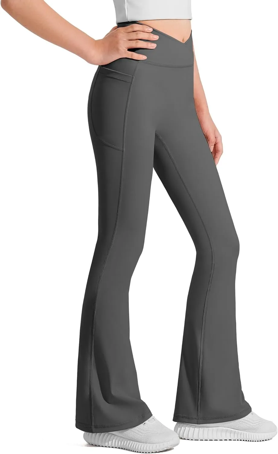 JOCMIC Girls Flare Leggings Kids Bell Bottom Cross High Waisted Dance Yoga Flared Pants