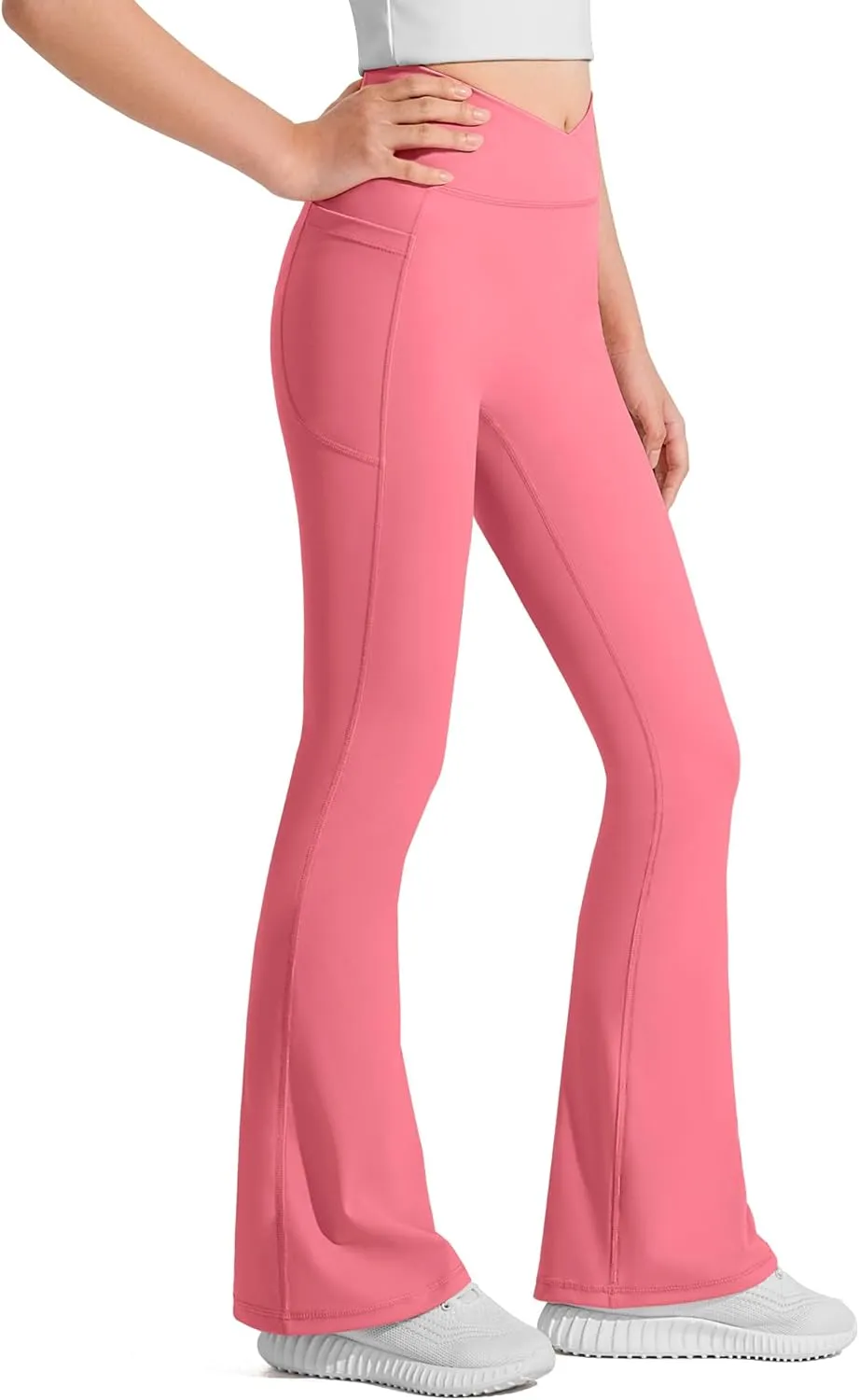 JOCMIC Girls Flare Leggings Kids Bell Bottom Cross High Waisted Dance Yoga Flared Pants