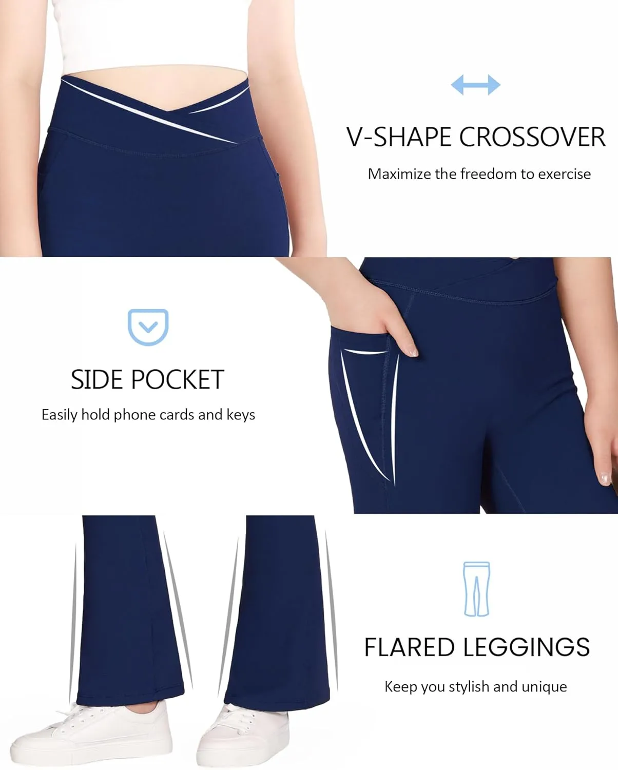 JOCMIC Girls Flare Leggings Kids Bell Bottom Cross High Waisted Dance Yoga Flared Pants