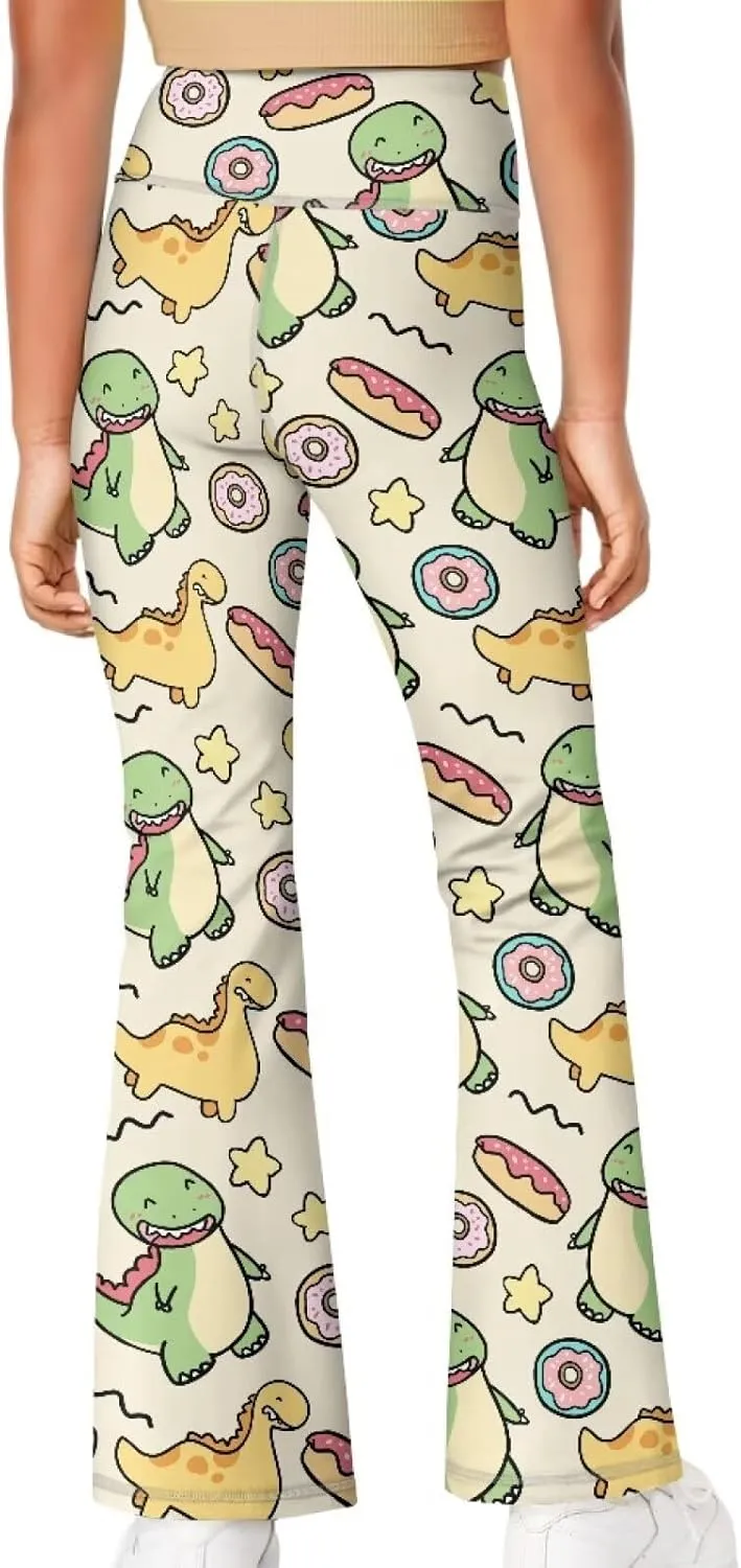 Kids Bell Bottom Pants High Waisted Dance Yoga Flared Leggings
