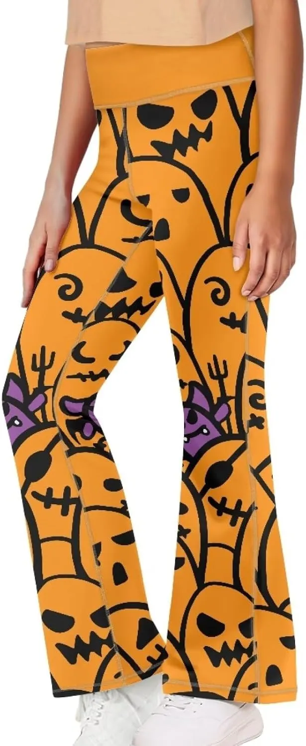 Kids Bell Bottom Pants High Waisted Dance Yoga Flared Leggings