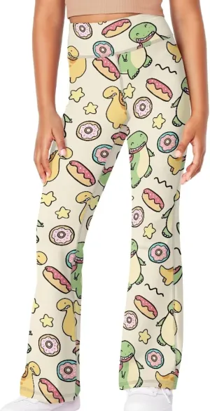 Kids Bell Bottom Pants High Waisted Dance Yoga Flared Leggings