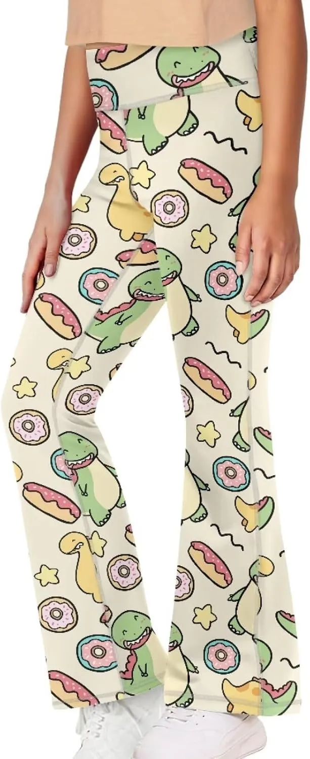 Kids Bell Bottom Pants High Waisted Dance Yoga Flared Leggings