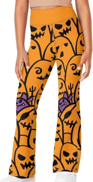 Kids Bell Bottom Pants High Waisted Dance Yoga Flared Leggings