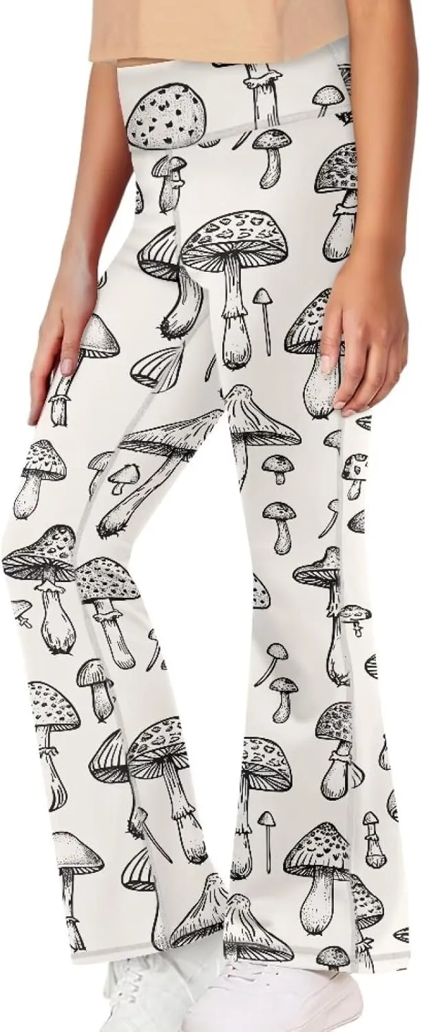 Kids Bell Bottom Pants High Waisted Dance Yoga Flared Leggings