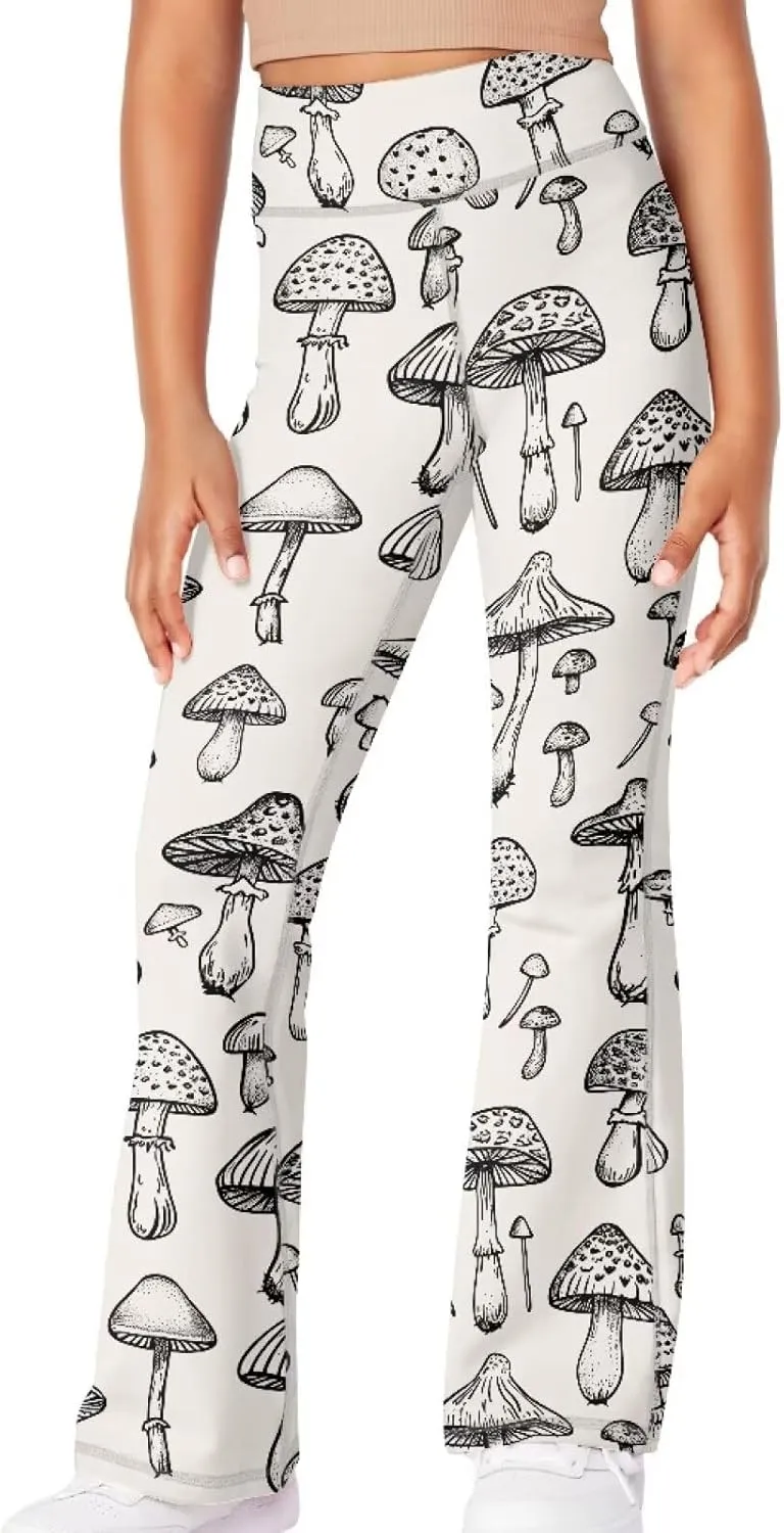 Kids Bell Bottom Pants High Waisted Dance Yoga Flared Leggings