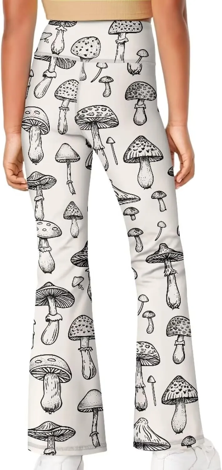 Kids Bell Bottom Pants High Waisted Dance Yoga Flared Leggings