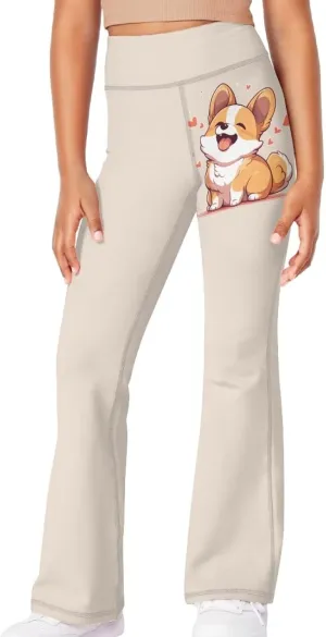 Kids Bell Bottom Pants High Waisted Dance Yoga Flared Leggings