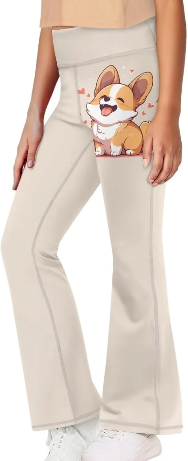 Kids Bell Bottom Pants High Waisted Dance Yoga Flared Leggings
