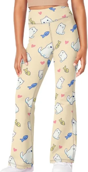 Kids Bell Bottom Pants High Waisted Dance Yoga Flared Leggings
