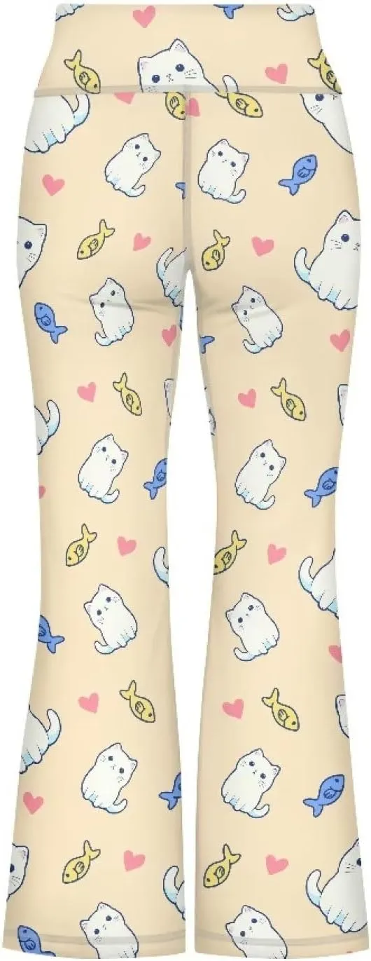 Kids Bell Bottom Pants High Waisted Dance Yoga Flared Leggings