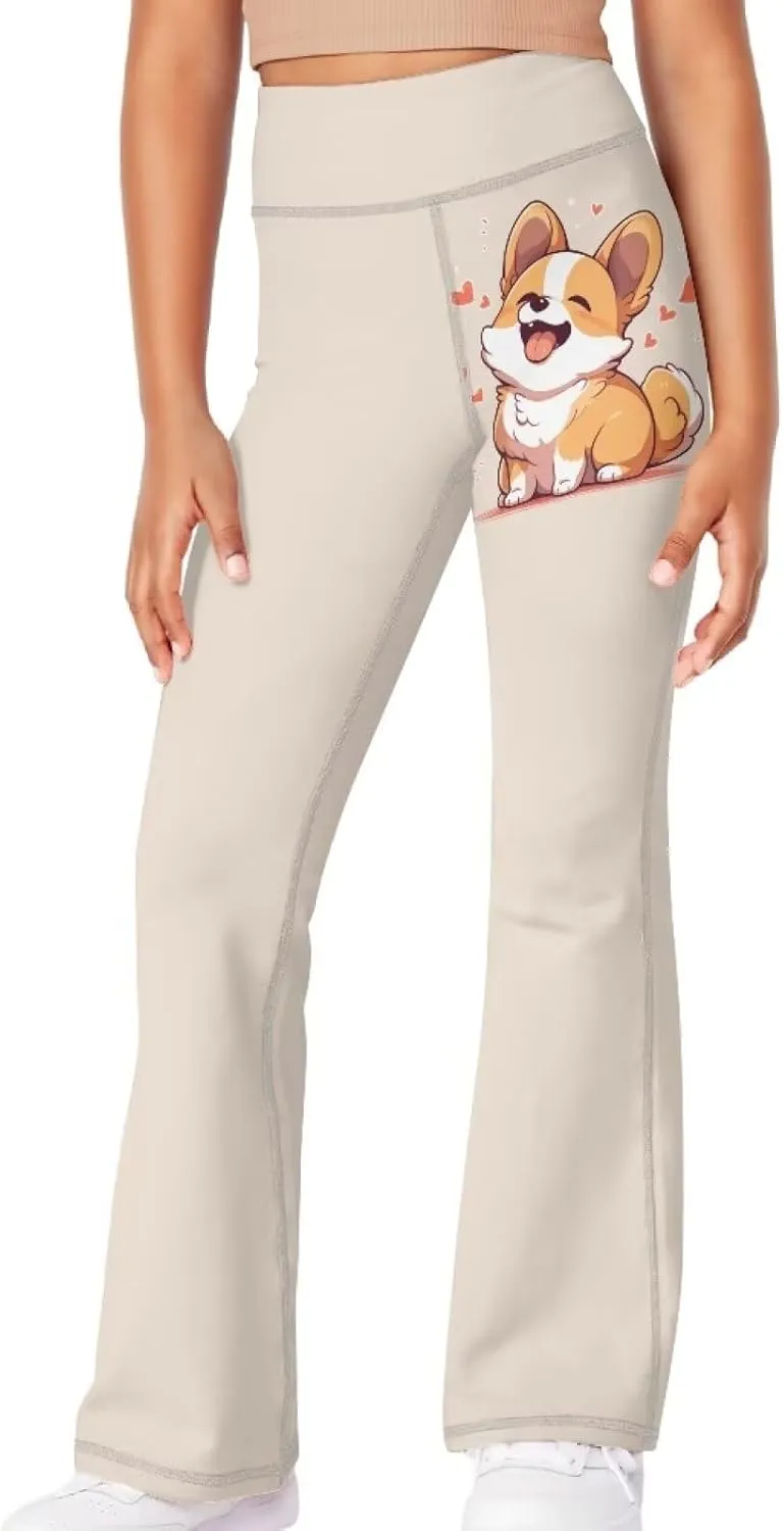 Kids Bell Bottom Pants High Waisted Dance Yoga Flared Leggings