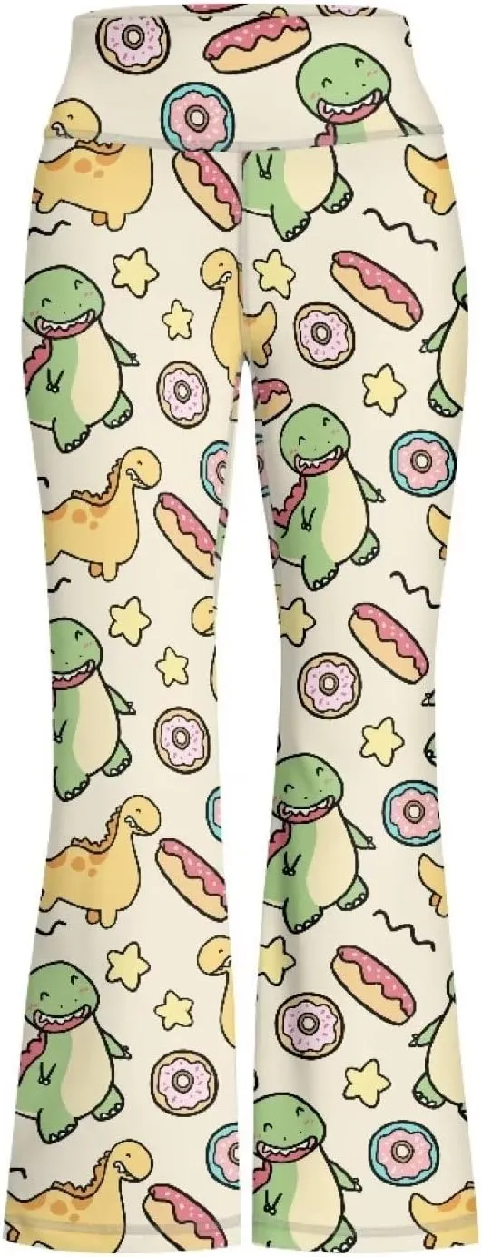 Kids Bell Bottom Pants High Waisted Dance Yoga Flared Leggings