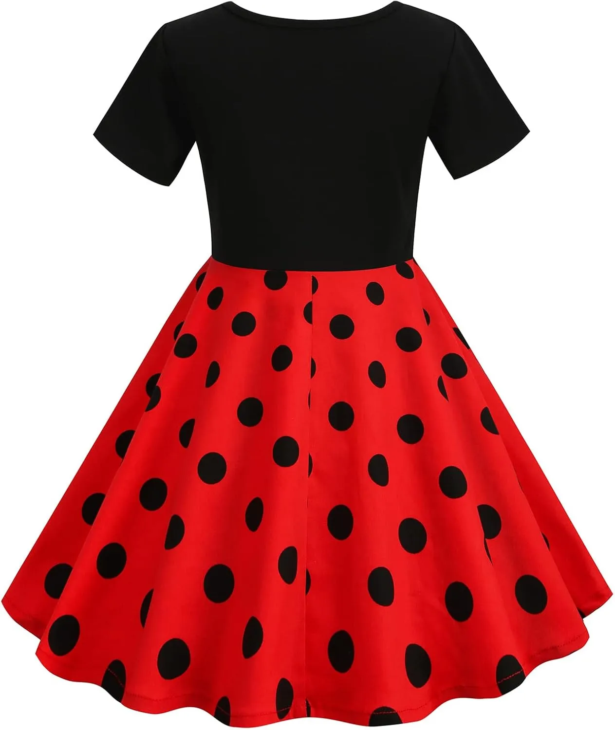 Kids Girls 50s Audrey Vintage Polka Dot Swing Party Rockabilly Dress Retro Peter Pan Doll Collar Wedding Casual Skater Dress