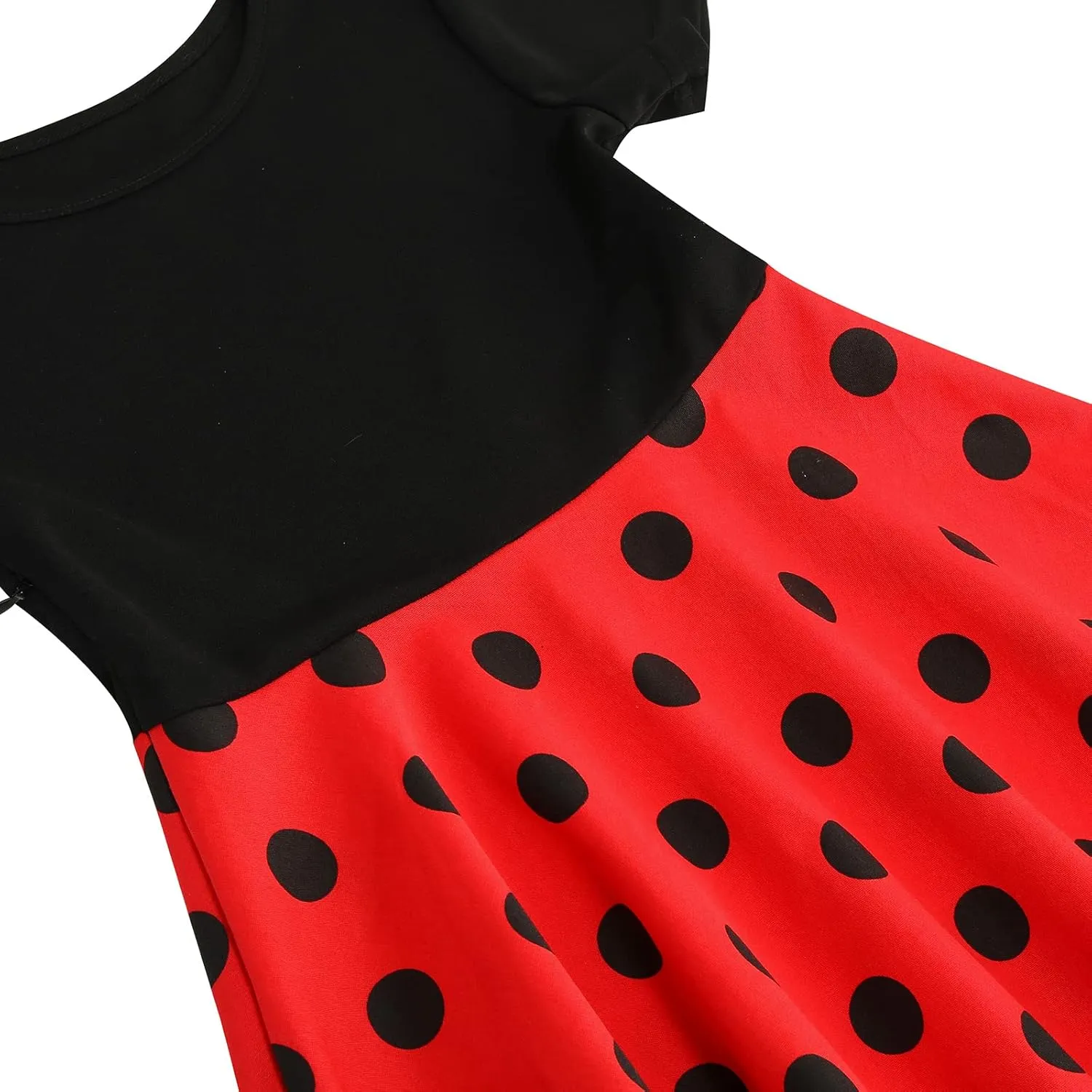 Kids Girls 50s Audrey Vintage Polka Dot Swing Party Rockabilly Dress Retro Peter Pan Doll Collar Wedding Casual Skater Dress