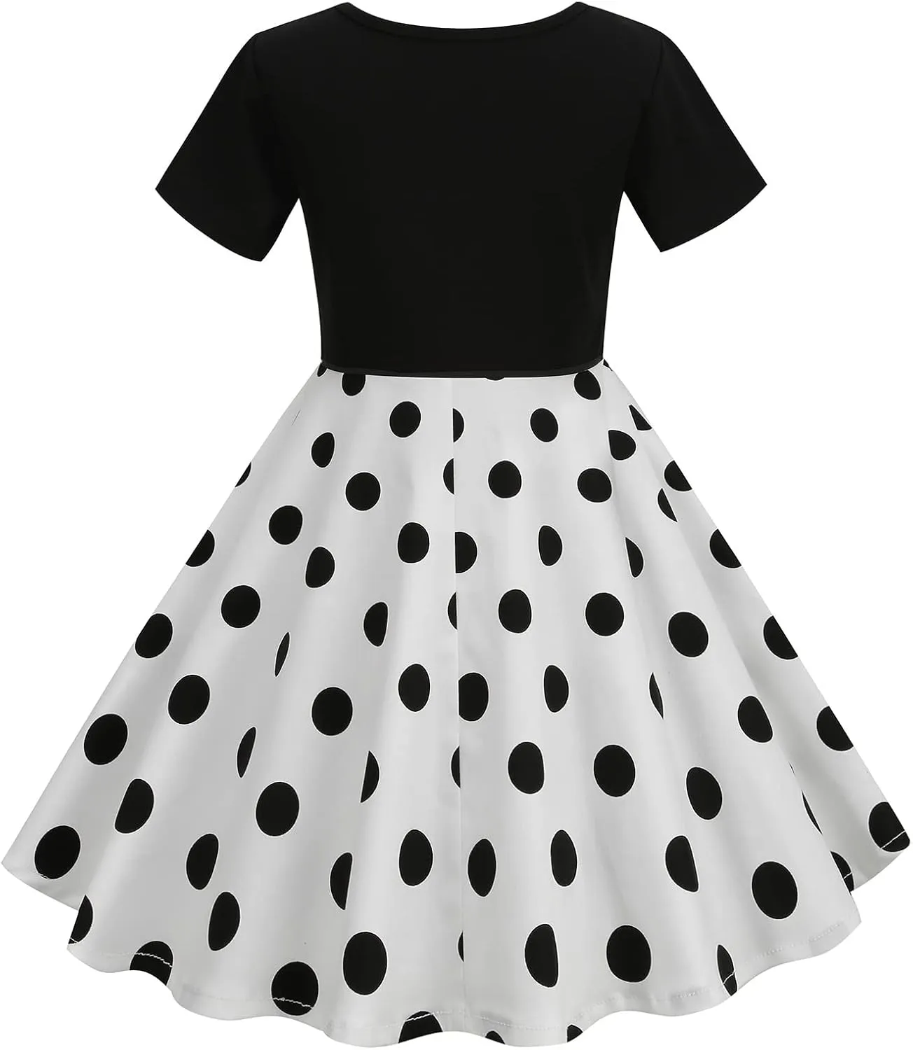Kids Girls 50s Audrey Vintage Polka Dot Swing Party Rockabilly Dress Retro Peter Pan Doll Collar Wedding Casual Skater Dress