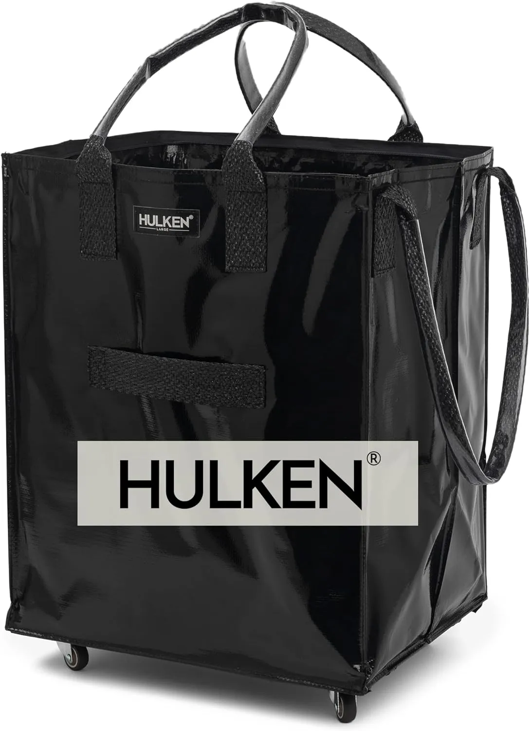 Large, Black - Reusable Grocery Bag On Wheels, Shopping Trolley, Rolling Tote, Zipper Closure, Lightweight, Carries Up to 66 lb & Fits 5 Grocery Bags, Folds Flat, Unbreakable Handles