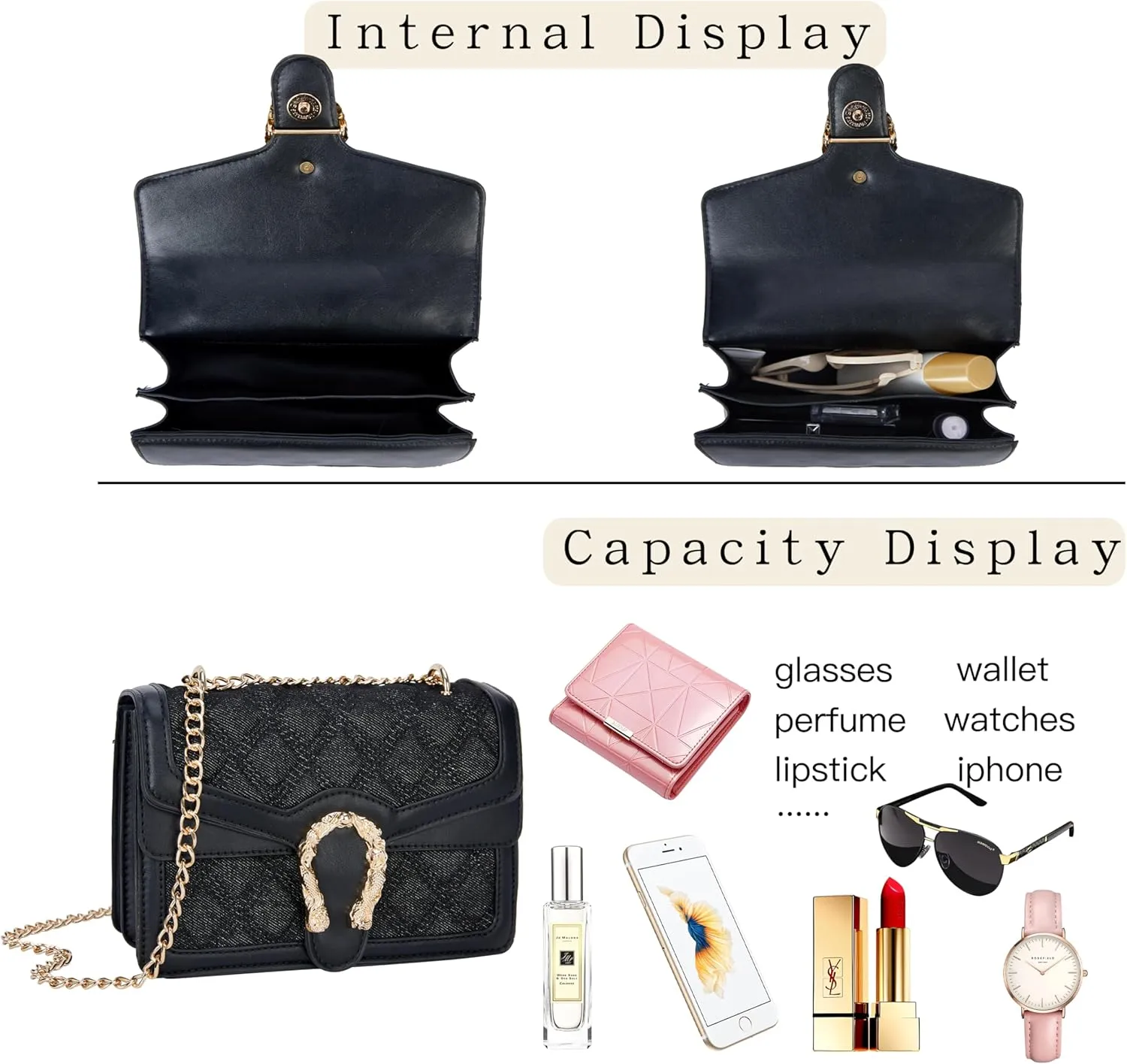 Leather Shoulder Bag Chain Purse for Women - Fashion Crossbody Bags Vintage Snake Print Underarm Bag Square Satchel Handbag