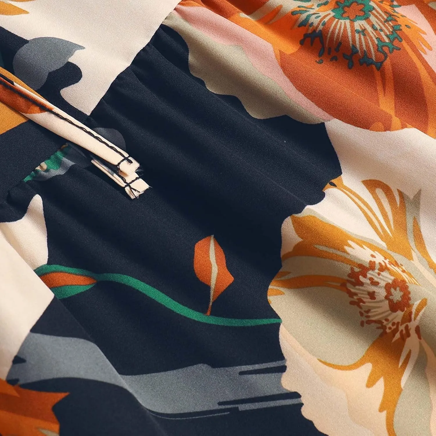 Long Skirt for Women Summer Trendy Bohemian Floral Print High Elastic Waist A-Line Loose Casual Boha Skirts for Vacation