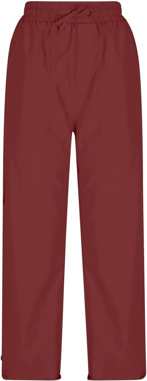 Long Straight Chino Pants for Women Plus Size Elastic Waist Summer Casual Baggy Slacks Work Office Business Trousers