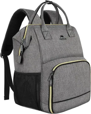 MATEIN Lunch Backpack for Men Women, 17 Inch Large Insulated Cooler Backpack with USB Charging Port, Water Resistant Lunch Box Back Pack Travel Laptop for Men Work Picnic College Nurse, Grey