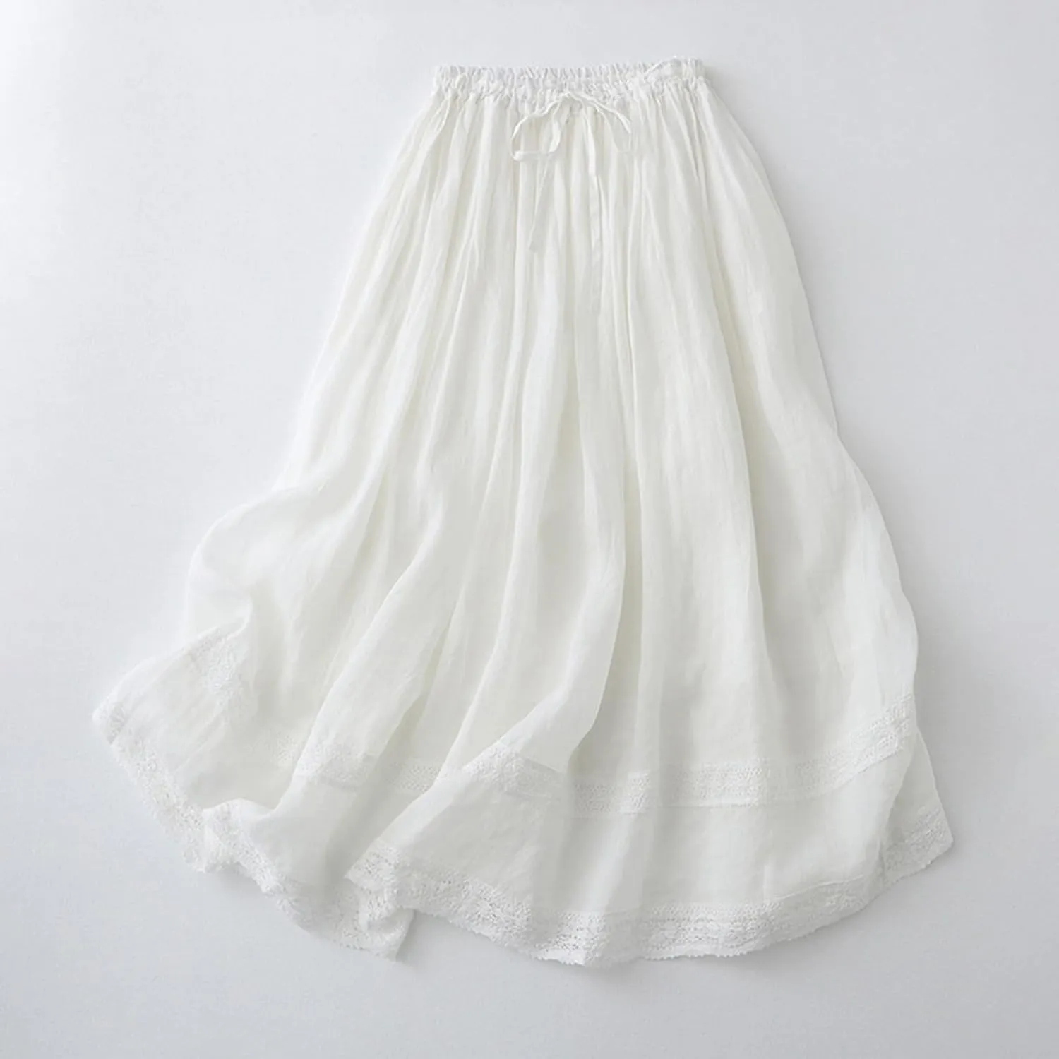 Maxi Skirt for Women High Elastic Waist Drawstring Tummy Control A-Line Trendy Pleated Casual Vacation Midi Skirts