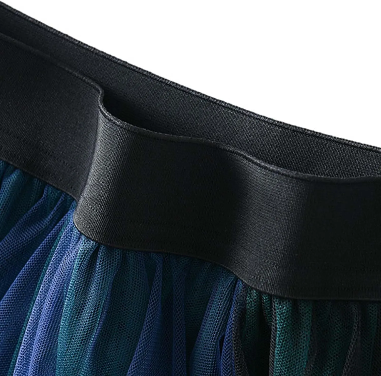 Maxi Skirt for Women Trendy Gradient Sheer Mesh Multi Layer Pleated Lightweight Summer Midi Skirts for Vacation Streetwear