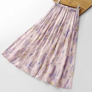 Maxi Skirts for Women Summer Design Cotton Linen Long Skirt Boho Floral Casual Flowy Elastic High Waist A Line Skirt