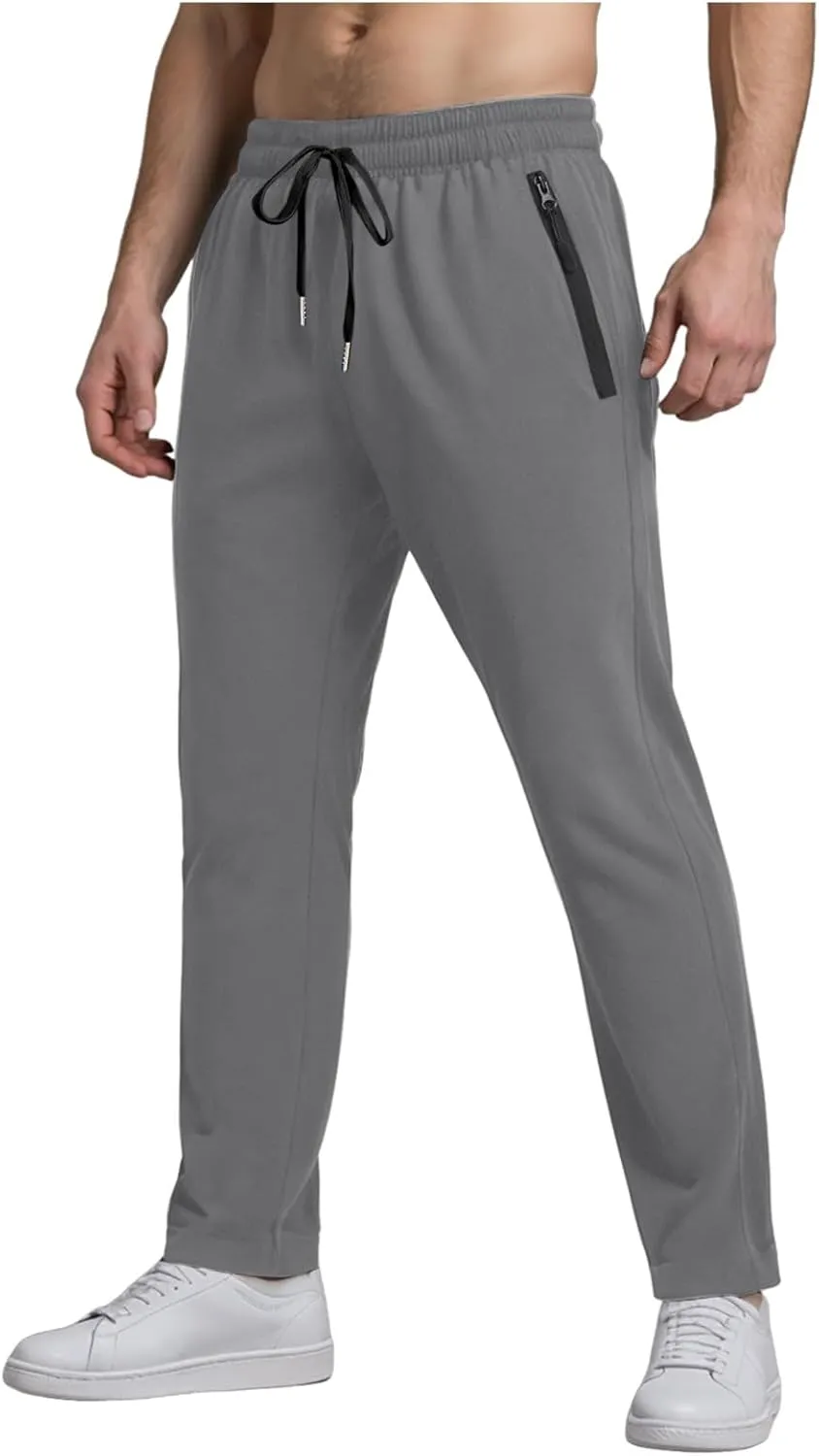 Men Baggy Ice Silk Pants Active Breathable Ultra Stretch Icedactive Pants Quick Dry Comfy Trousers with Black Zipper