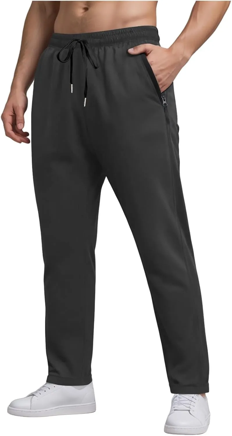 Men Baggy Ice Silk Pants Active Breathable Ultra Stretch Icedactive Pants Quick Dry Comfy Trousers with Black Zipper