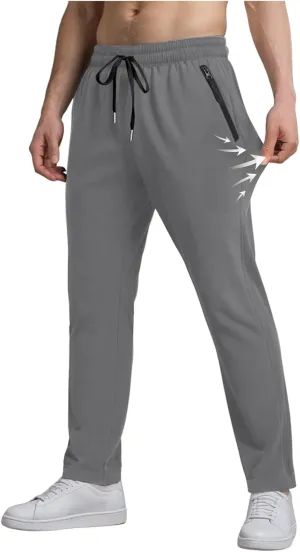 Men Baggy Ice Silk Pants Active Breathable Ultra Stretch Icedactive Pants Quick Dry Comfy Trousers with Black Zipper