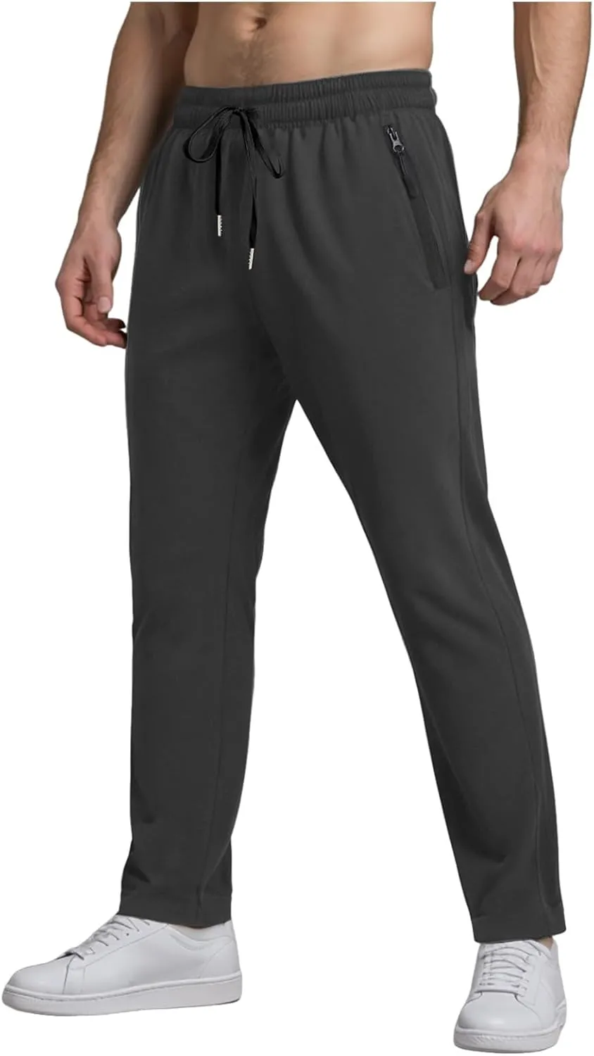 Men Baggy Ice Silk Pants Active Breathable Ultra Stretch Icedactive Pants Quick Dry Comfy Trousers with Black Zipper