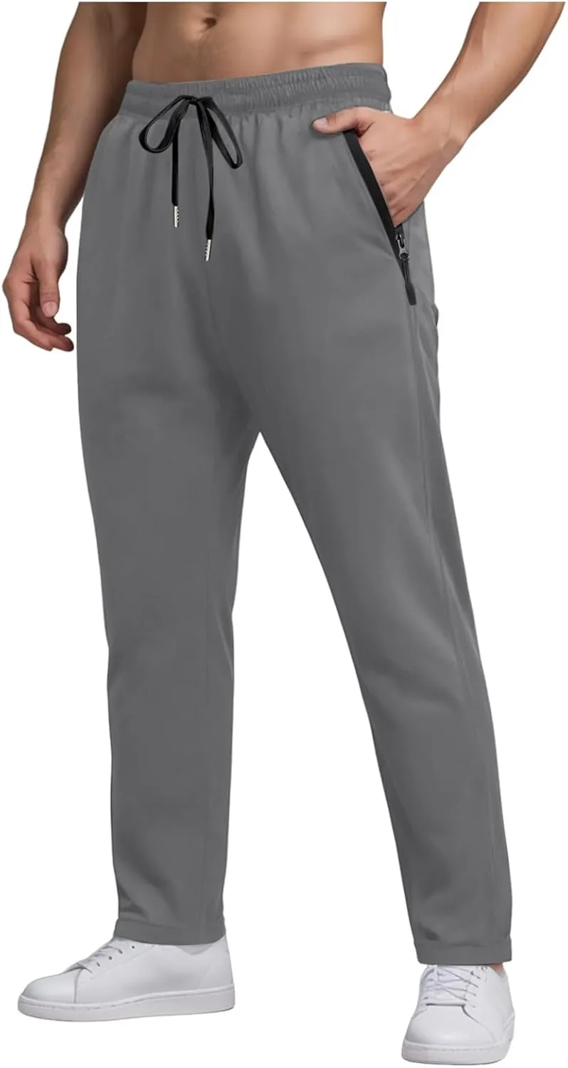 Men Baggy Ice Silk Pants Active Breathable Ultra Stretch Icedactive Pants Quick Dry Comfy Trousers with Black Zipper