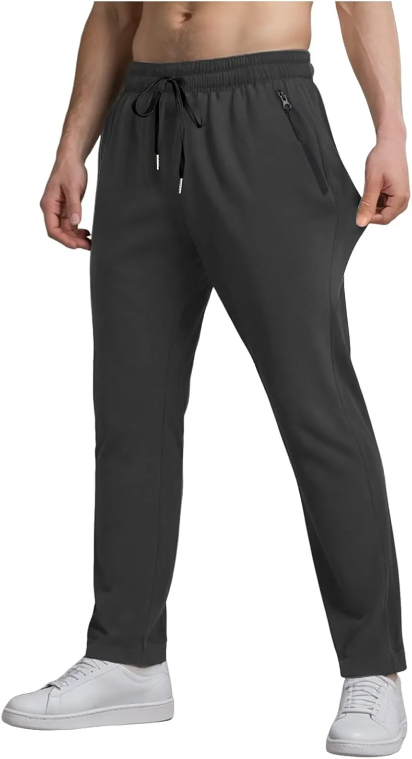 Men Baggy Ice Silk Pants Active Breathable Ultra Stretch Icedactive Pants Quick Dry Comfy Trousers with Black Zipper