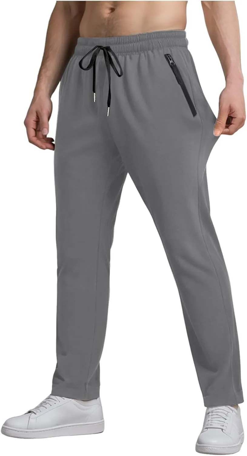Men Baggy Ice Silk Pants Active Breathable Ultra Stretch Icedactive Pants Quick Dry Comfy Trousers with Black Zipper