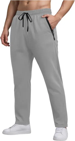 Men Baggy Ice Silk Pants Active Breathable Ultra Stretch Icedactive Pants Quick Dry Comfy Trousers with Black Zipper