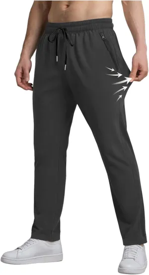 Men Baggy Ice Silk Pants Active Breathable Ultra Stretch Icedactive Pants Quick Dry Comfy Trousers with Black Zipper