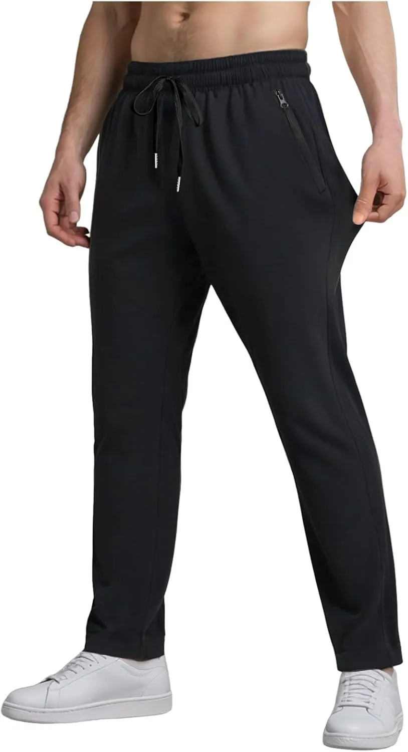 Men Baggy Ice Silk Pants Active Breathable Ultra Stretch Icedactive Pants Quick Dry Comfy Trousers with Black Zipper