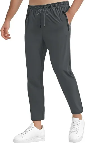 Men Baggy Iced Active Pants Ultra Stretch Breathable Ice Silk Pants Quick Drying Travel Trousers with Zipper Pockets