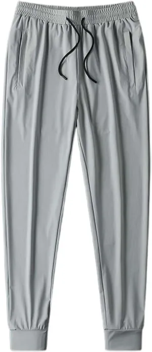 Men Cinch Bottom Ice Silk Pants Quick Dry Breathable Active Sports Pants Comfy Stretch Trousers with Zipper Pockets