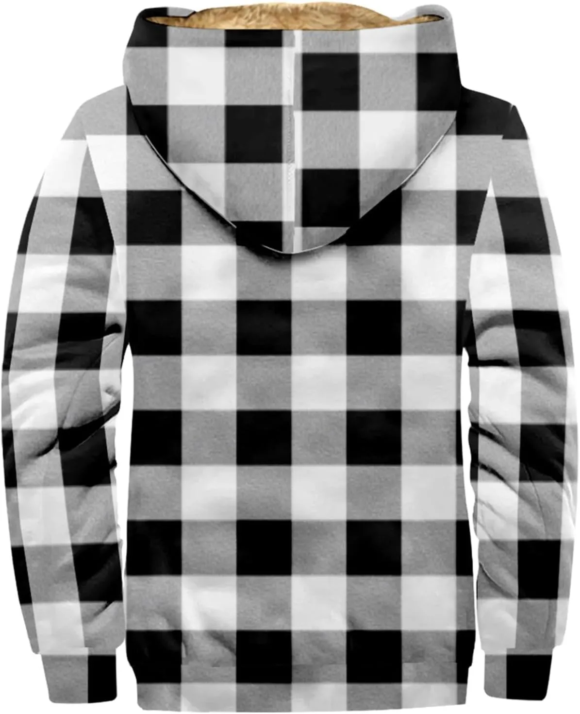 Men Coats Winter Long Sleeve Zipper Hoodies Sherpa Fleece Lined Vintage Print Jackets Fall Winter Coats