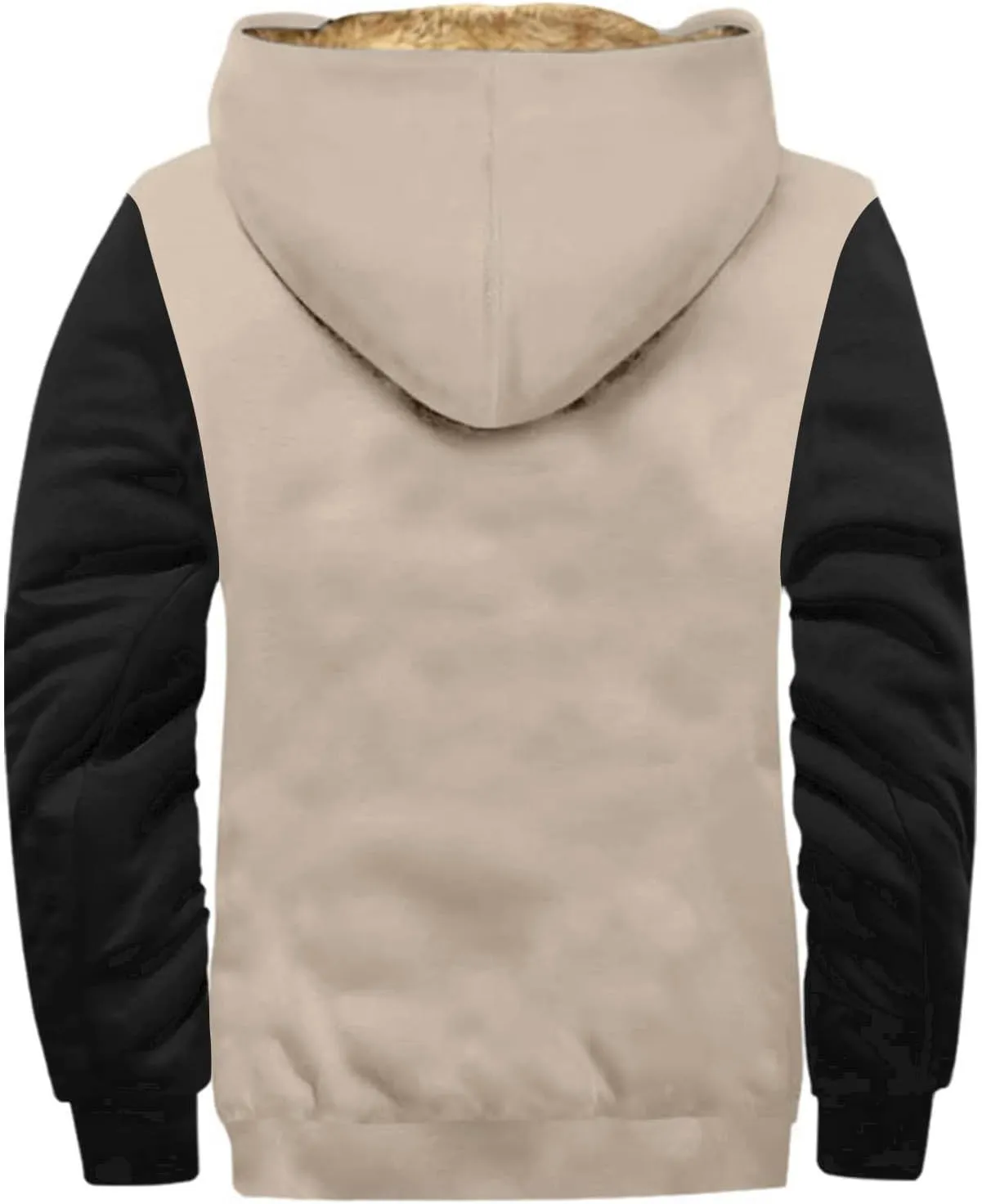 Men Coats Winter Sherpa Fleece Lined Long Sleeve Jackets Vintage Print Zipper Coats Comfy Dressy Hoodies